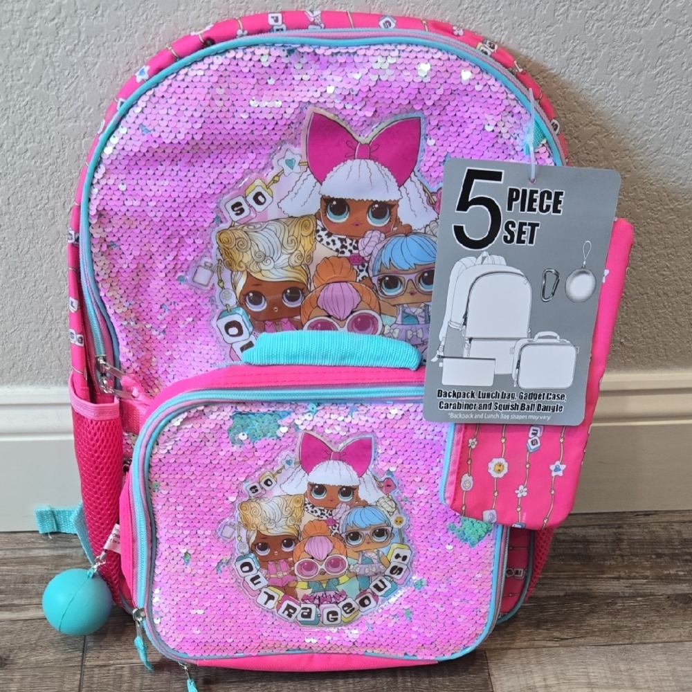 LOL Surprise Pink Sequin Backpack Set